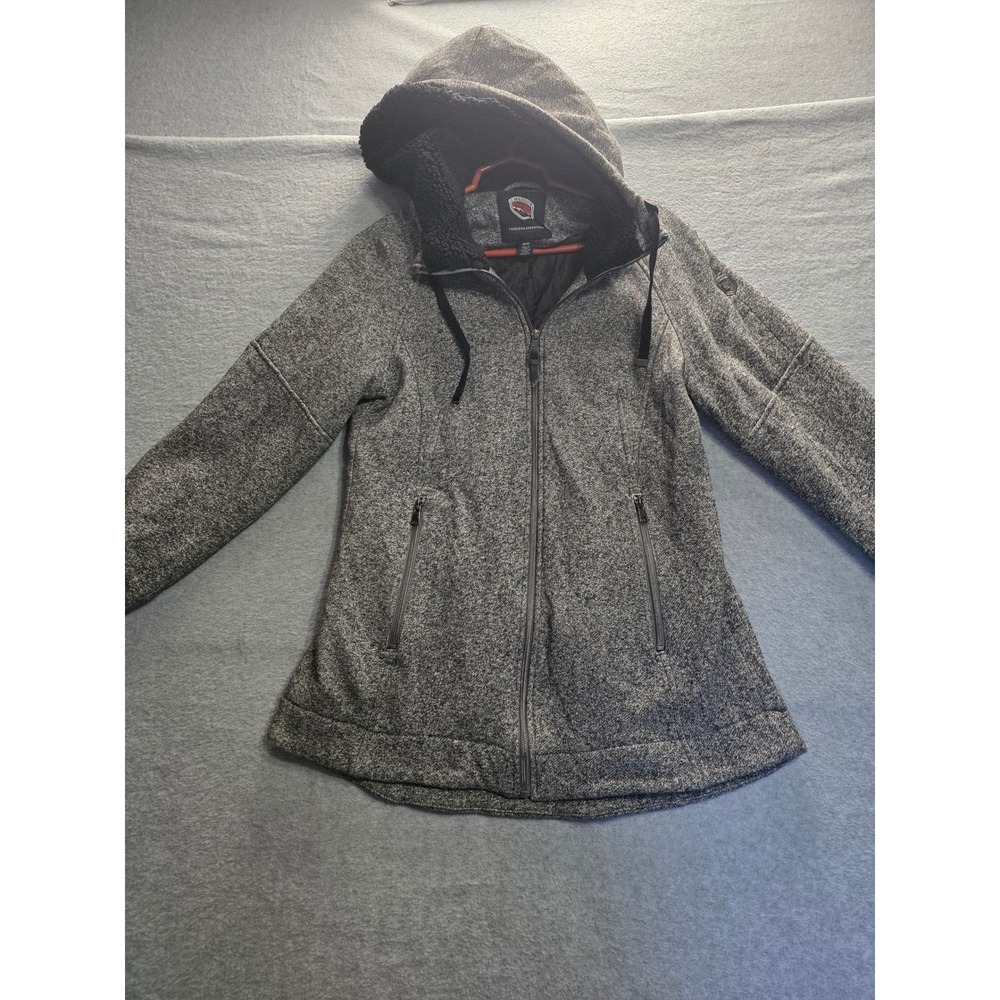 1 Madison Expedition Heritage‎ Collection Grey Knit Faux Fur Hood Jacket OME Med
